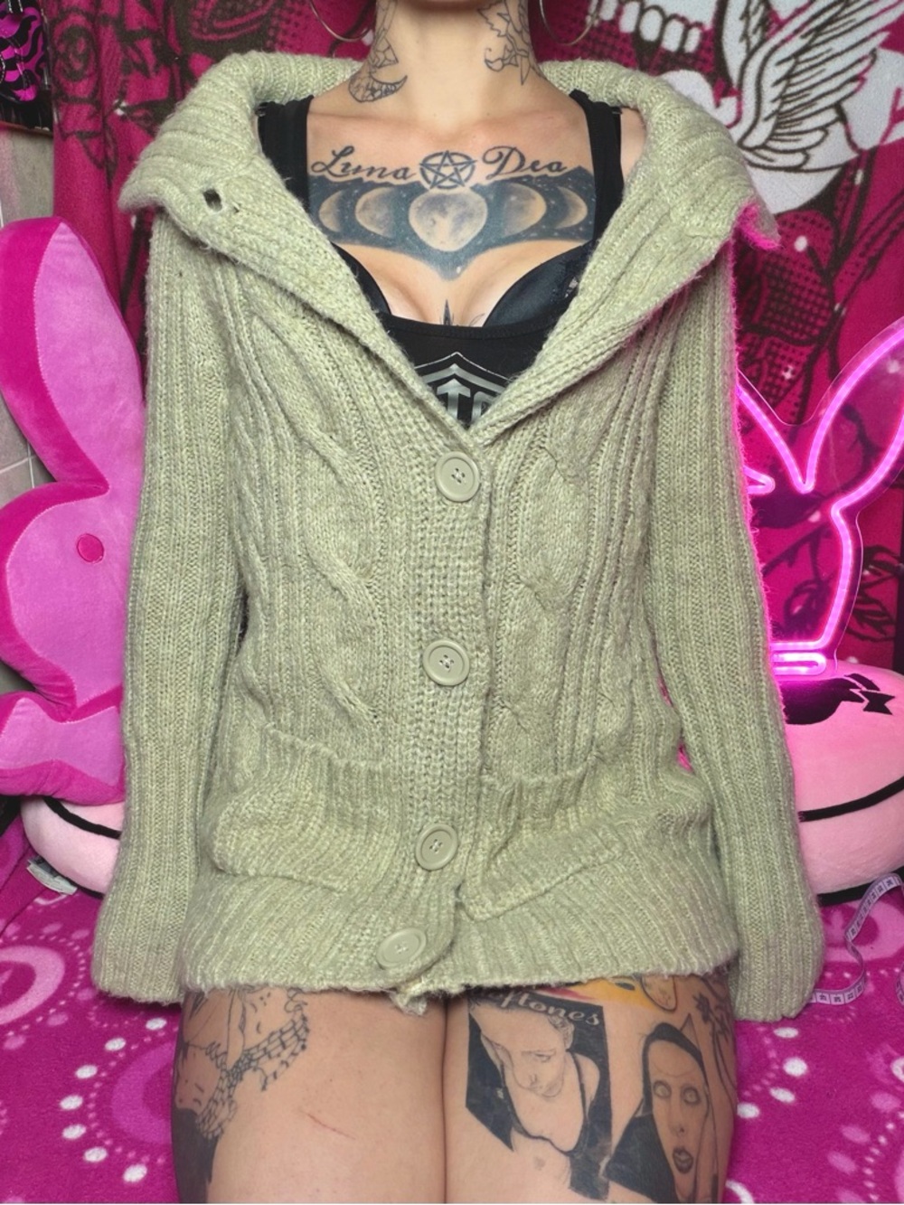 Y2k Cream Shawl Collar Cardigan Sweater Mossimo Large